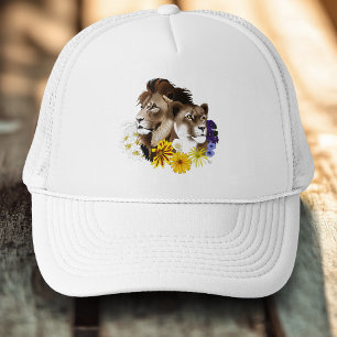 Lion Lioness Floral Green  Trucker Hat