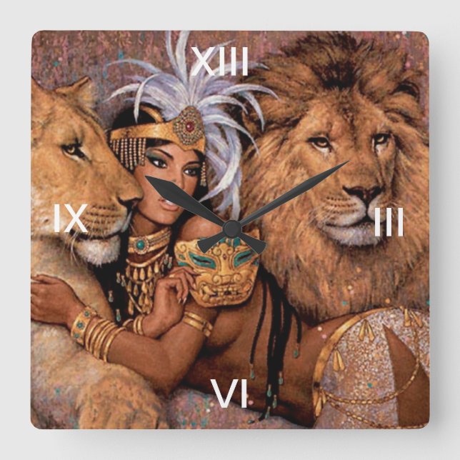 Lion Lioness Jungle Princess Wall Clock (Front)