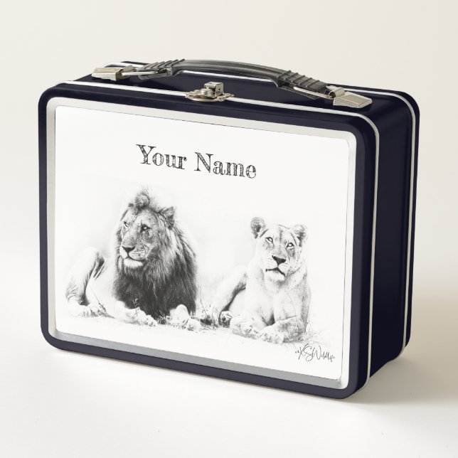 Lion & Lioness Lunch Box – Custom Gift (Front)
