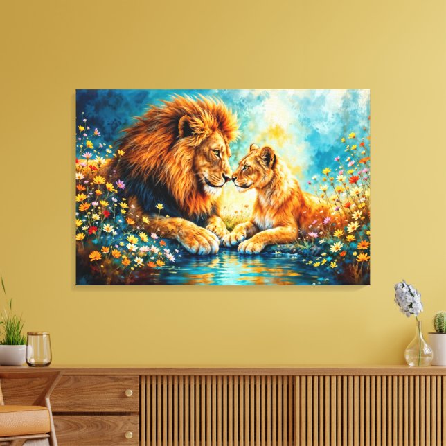 Lion Lioness wild cats nature love wildlife Canvas Print (Insitu(LivingRoom))