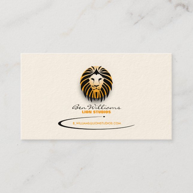 Lion Logo Business Card (Orange Version) (Front)