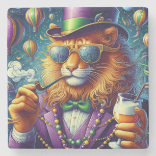 Lion/Louisiana Mardi Gras  Stone Coaster