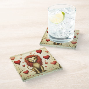 Lion Love 2 Glass Coaster