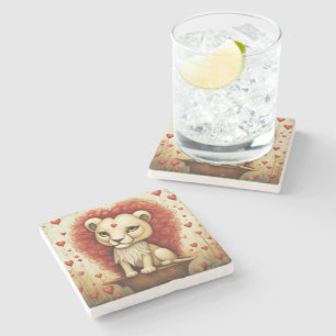 Lion Love 3 Stone Coaster