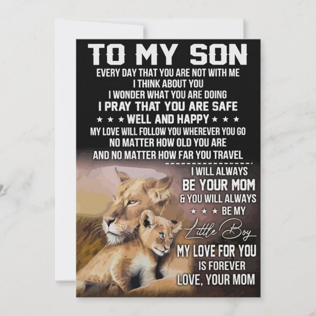 Lion Lover To My Son Lion Invitation (Front)