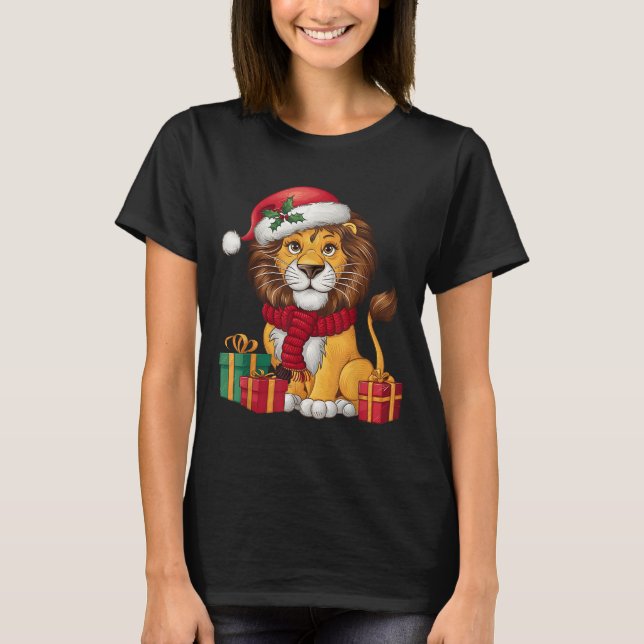 Lion Lover Xmas Holiday Santa Lion Christmas  T-Shirt (Front)