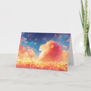 Lion Majesty Under a Starry Sky Card