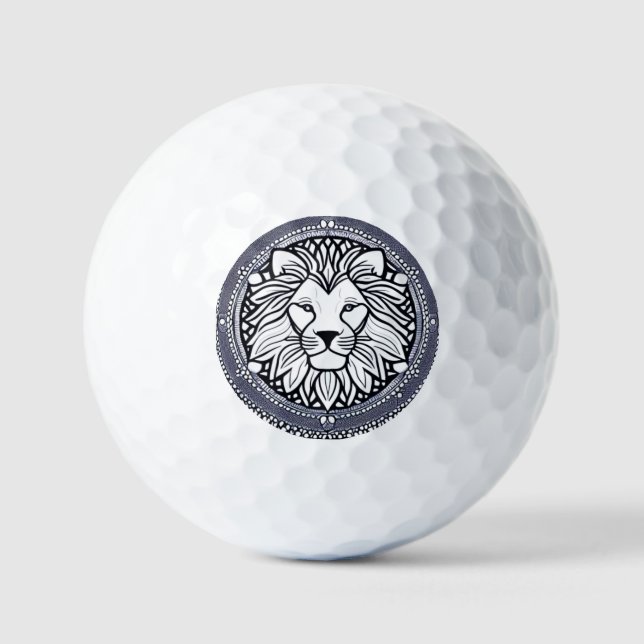 Lion Mandala Design Golf Balls (Front)