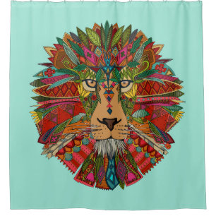 lion mint shower curtain