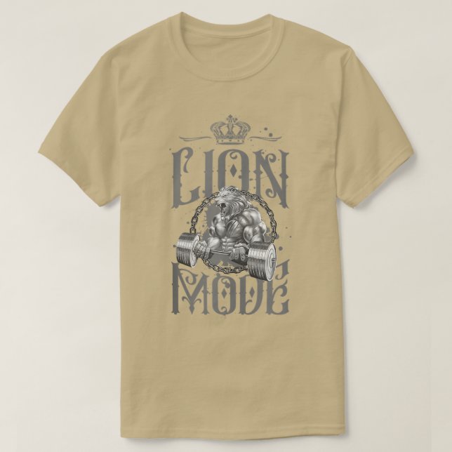Lion Mode Fitness Workout Beast Weightlifting Gym  T-Shirt (Design Front)