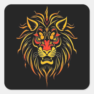 Lion modern art square sticker