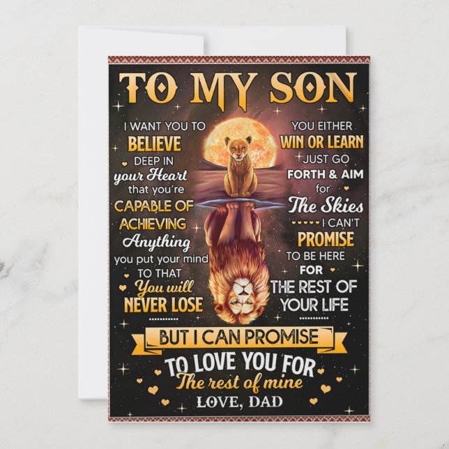 Lion Moon I Want To Believe - Dad To Son  Holiday Card (Front)