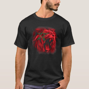 Lion Morocco Flag colour Proud Moroccan Men dad gi T-Shirt