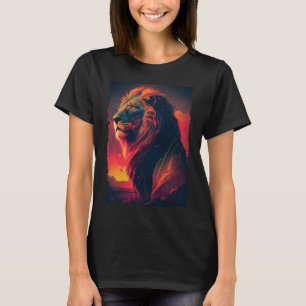 Lion mountain sunset retro 70s vintage  4 T-Shirt