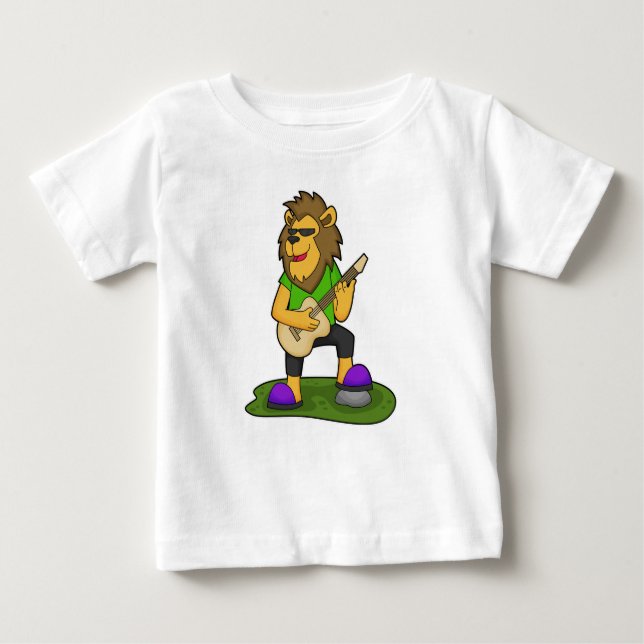 Lion Musician Guitar Music Baby T-Shirt (Front)