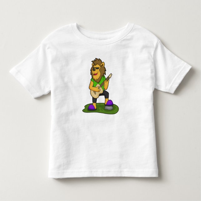 Lion Musician Guitar Music Toddler T-Shirt (Front)