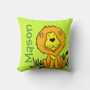 Lion name and birth newborn gift green pillow