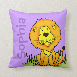 Lion name and birth newborn keepsake purple pillow