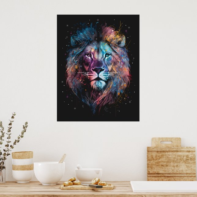 Lion Nebular - Graffiti Neon Ink Splash Poster (Kitchen)