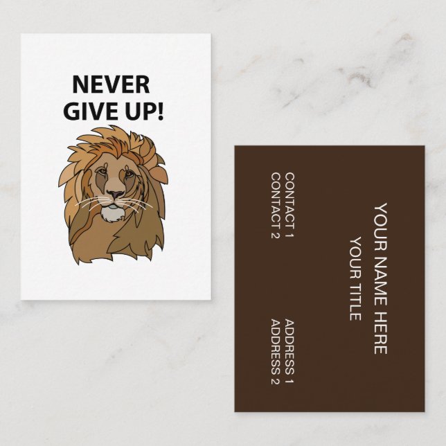Lion Never Give Up Lion Business Card (Front/Back)
