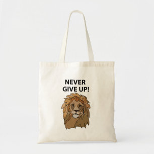 Lion Never Give Up Lion Tote Bag