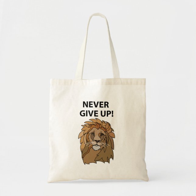 Lion Never Give Up Lion Tote Bag (Front)