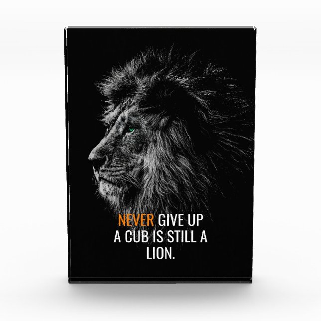 Lion Never Give Up Photo Block (Front)