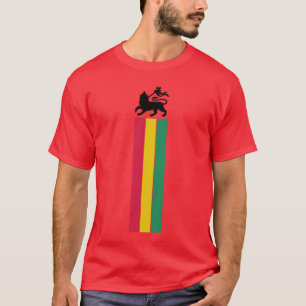 Lion of Juda Reggae Music Jamaica Ethiopian Flag v T-Shirt