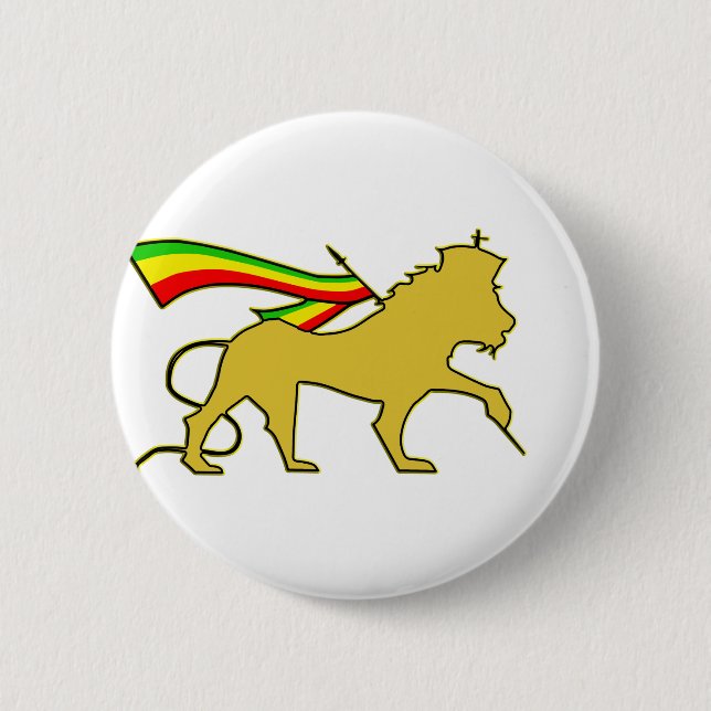 Lion Of Judah 6 Cm Round Badge (Front)