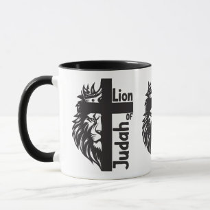 Lion of Judah Bold Half Lion Half Cross Christian Mug