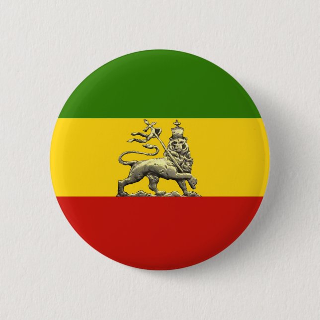 Lion of Judah Button Rastafarian Reggae Colours (Front)