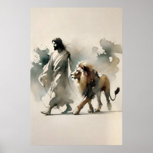 Lion Of Judah Christian Watercolor Wall Art Faith