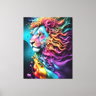 Lion of Judah colorful abstract rainbow colors Canvas Print