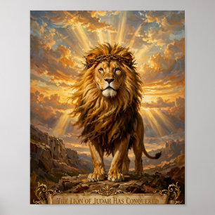 Lion of Judah Crown of Thorns Christian Art Poster