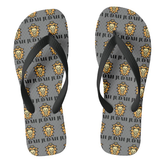 Lion Of Judah Faith Based Grey All-Over Unisex Jandals (Footbed)