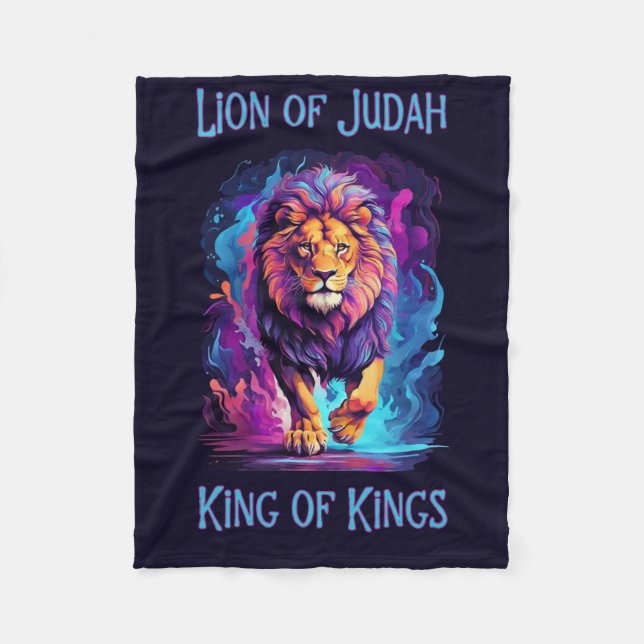 Lion of Judah Faith Jesus Christian Gift Fleece Blanket (Front)