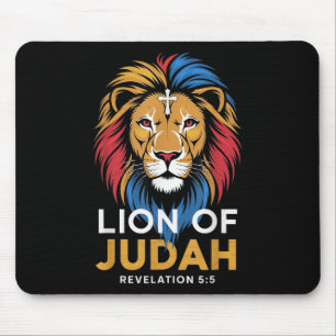 Lion Of Judah God Jesus Cross Christian Religious Mouse Pad