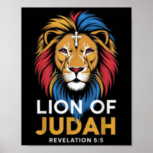 Lion Of Judah God Jesus Cross Christian Religious  Poster
