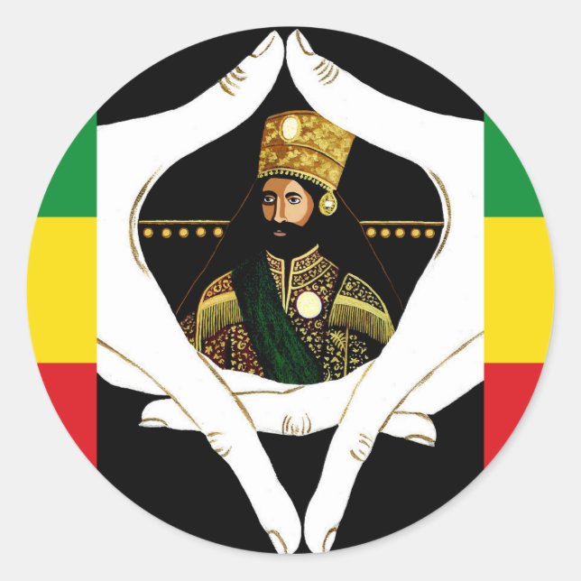 Lion of Judah Jah Army Haile Selassie Rasta Patch Classic Round Sticker (Front)