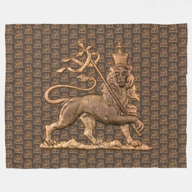 Lion of Judah Jah Army INI Haile Selassie Rasta Fleece Blanket (Front (Horizontal))