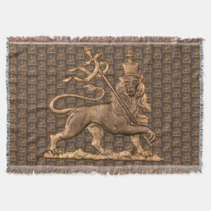 Lion of Judah Jah Army INI Haile Selassie Rasta Throw Blanket