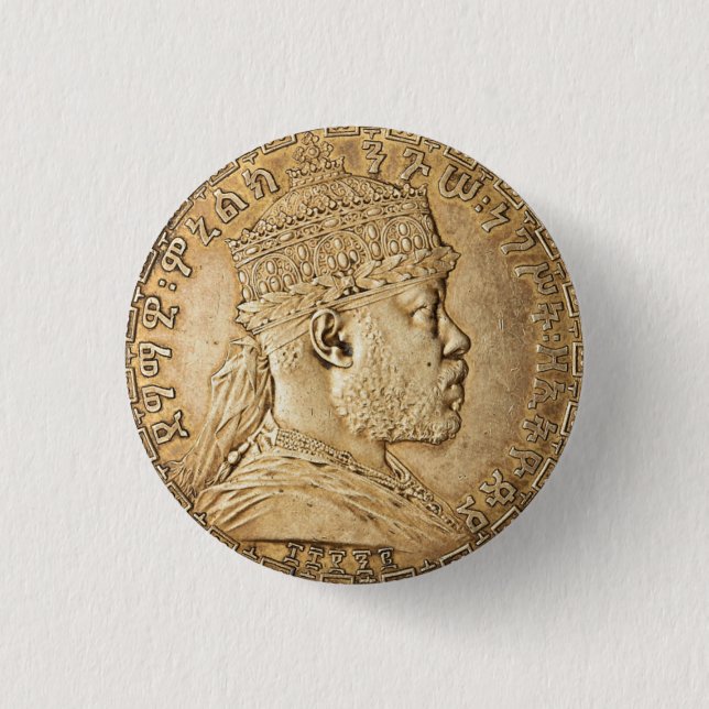 Lion of Judah Jah Army Menelik II Rasta Roots 3 Cm Round Badge (Front)