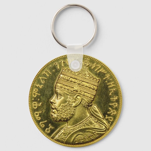 Lion of Judah Jah Army Menelik II Rasta Roots Key Ring (Front)