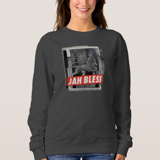 Lion of Judah Jah Bless Rasta Reggae Sweatshirt (Front)