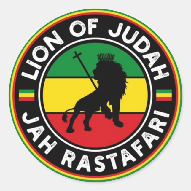 Lion of Judah Jah Rastafari Rasta Reggae Roots Classic Round Sticker (Front)