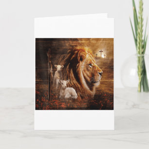 Lion Of Judah Lamb God Cross Jesus Light God  Card