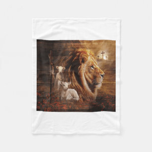Lion Of Judah Lamb God Cross Jesus Light God Fleece Blanket