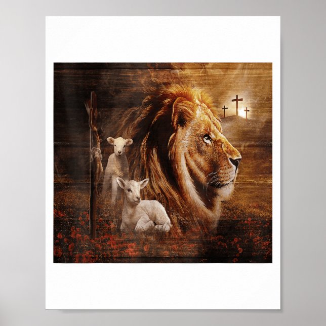 Lion Of Judah Lamb God Cross Jesus Light God  Poster (Front)