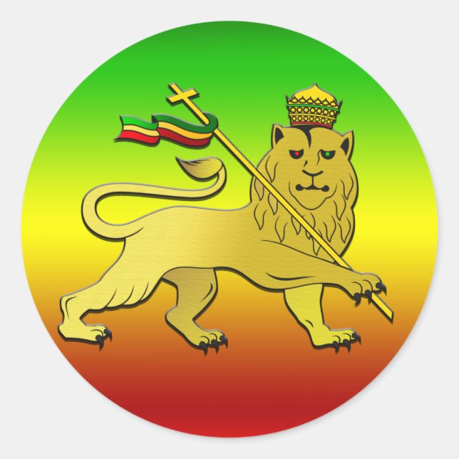 Lion Of Judah - Rasta Reggae Lion Classic Round Sticker (Front)