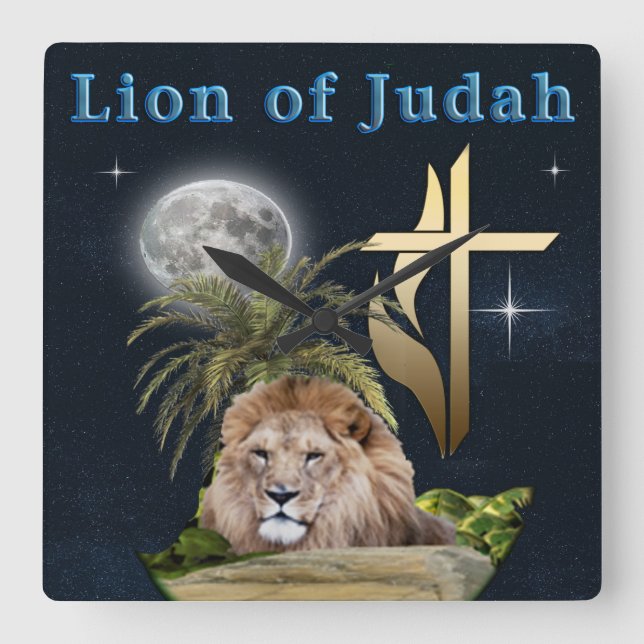 Lion of Judah Square Wall Clock (Front)